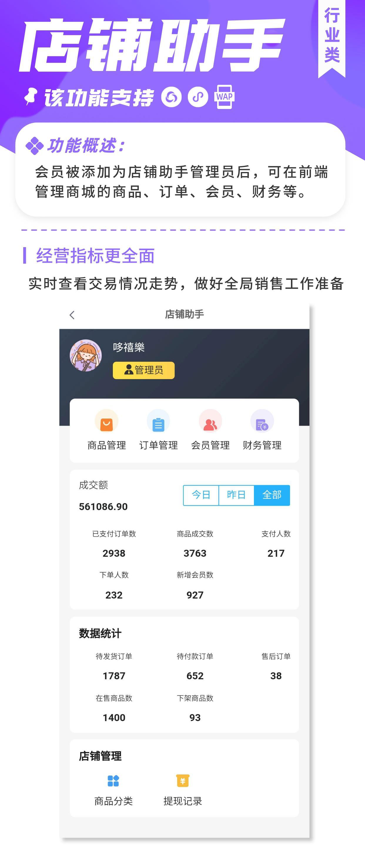 店铺助手：平台管理员移动端管理商城_华青创新智慧商业